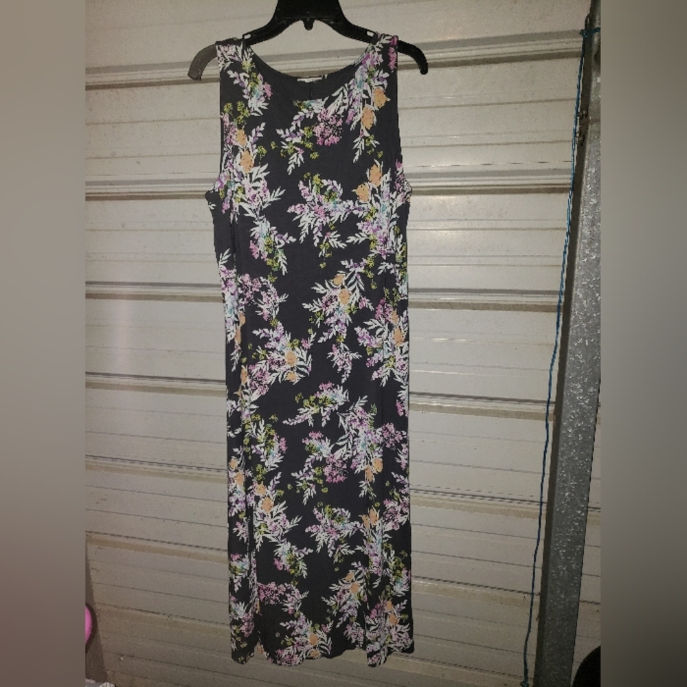 Size Large J. Jill Gray Floral Dress Comfy Soft Comfort Lounge